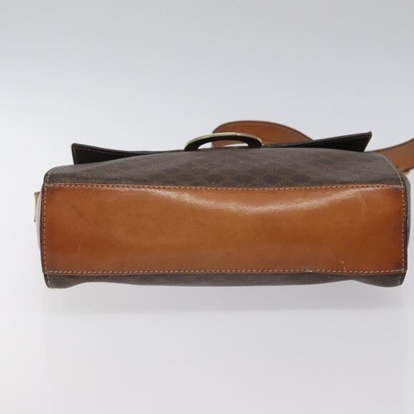 CELINE Macadam Canvas Circle Shoulder Bag Pvc Leather Brown Gold - Picture 9 of 13